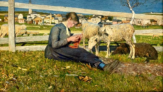 Strickendes Mädchen 1888 b