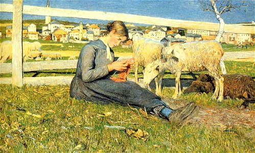 Strickendes Mädchen 1888