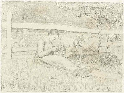 Segantini - Ragazza che fa la calza (Strickendes Mädchen), 1888, 5413576