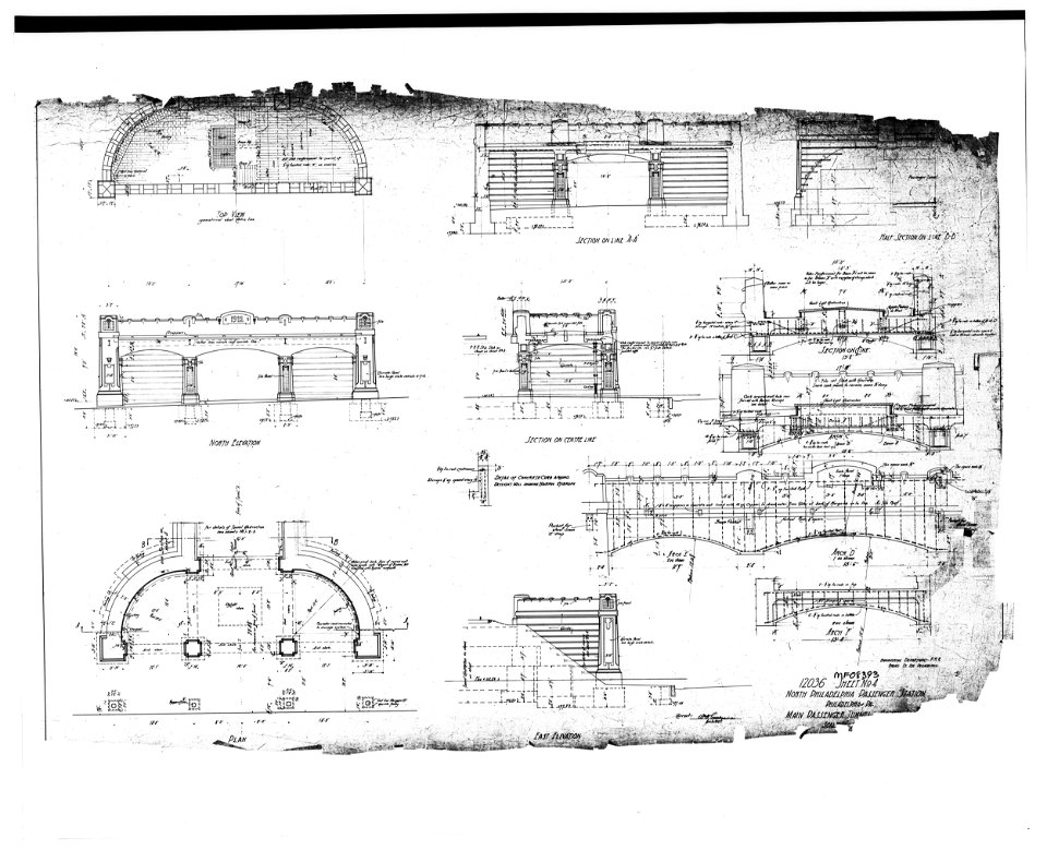 Section and Details of Main Passenger Tunnel (nd) - North Philadelphia Station