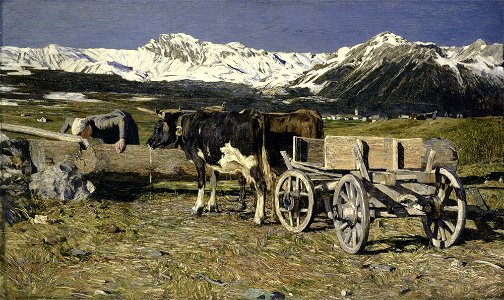 Segantini - At the watering place (cows in yoke), 1888, GKS344