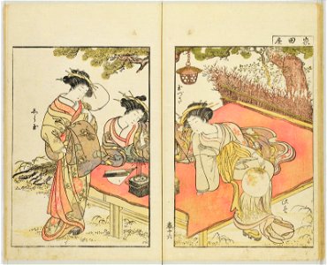Seiro bijin awase sugata kagami 青楼美人合姿鏡 (A Mirror of Beautiful Women of the Green Houses Compared) (BM 1979,0305,0.124.1)