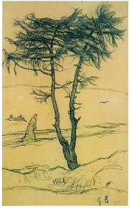 Segantini - Larice. Studio per gli alberi alla destra de La vita, 1897. Free illustration for personal and commercial use.