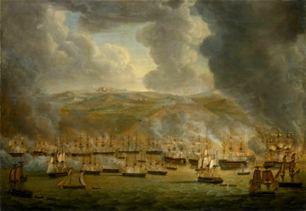 The Anglo-Dutch fleet attacks Algiers in 1816 (Gerardus Laurentius Keultjes, 1817)