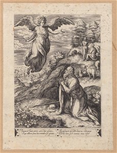 The annunciation to Joachim 1576 print by Chrispijn van den Broeck, S.I 1035, Prints Department, Royal Library of Belgium