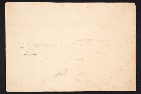 The anchorage at Massacre Bay. Aorere mountains in the distance. PD-1952-2-28