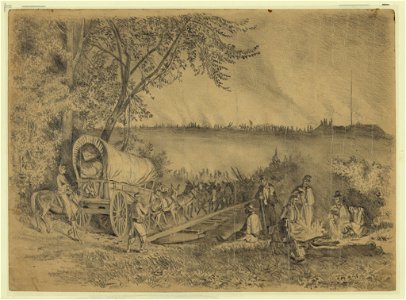 The Army of the Potomac crossing the Rappahannock River on a pontoon bridge at night, near Rappahannock Station LCCN2004661425