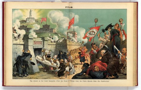 The attack on our outer ramparts - first the house of refuge - then the public schools - then - the Constitution! - J. Keppler. LCCN2011661440