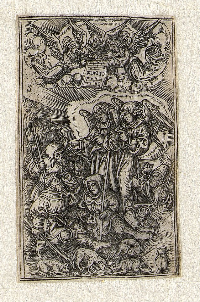 The Annunciation to the Shepherds ca.1519 print by Master S., S.IV 27750, Prints Department, Royal Library of Belgium