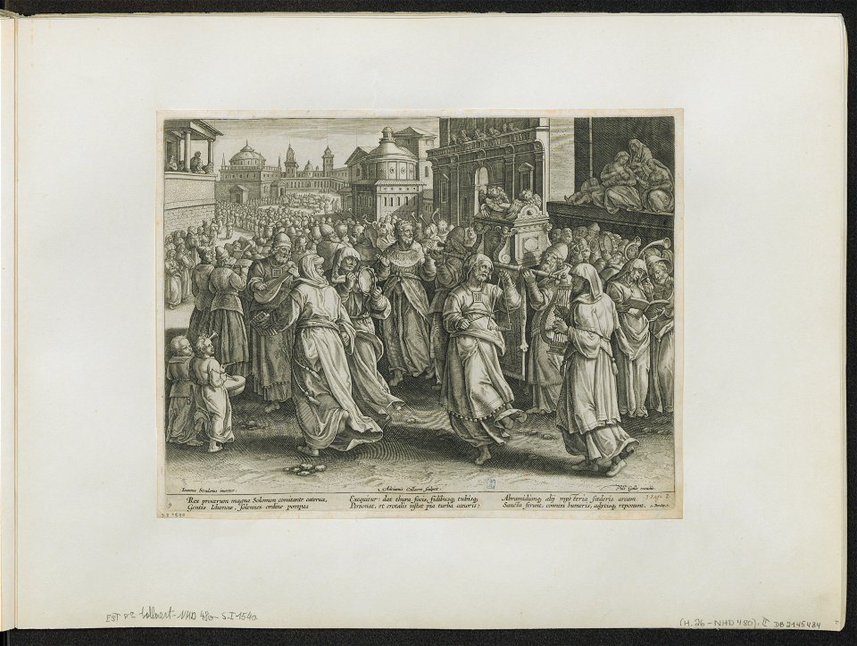 The Ark of the Covenant Brought unto his Place; The Levites Singing ca.1589 print by Stradanus, S.I 1540, Prints Department, Royal Library of Belgium