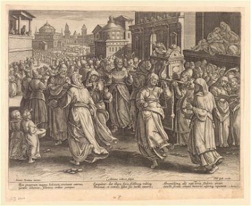 The Ark of the Covenant Brought unto his Place; The Levites Singing ca.1589 print by Stradanus, S.IV 2404, Prints Department, Royal Library of Belgium
