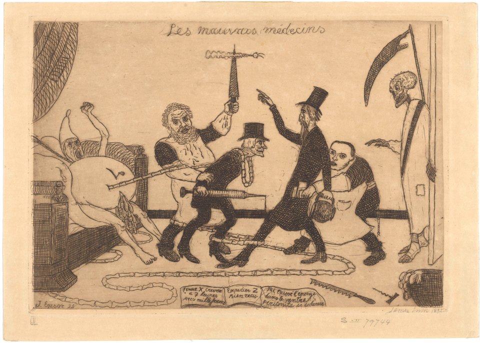The Bad Doctors graphic, print by James Ensor, 1895, Prints Department, Royal Library of Belgium, S. II 79744