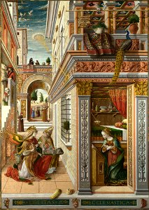 The Annunciation, with Saint Emidius - Carlo Crivelli - National Gallery. Free illustration for personal and commercial use.