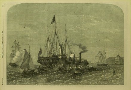 The Arrival of His Royal Highness the Prince of Wales at Alexandria, Egypt on HMY Osborne - ILN 1862