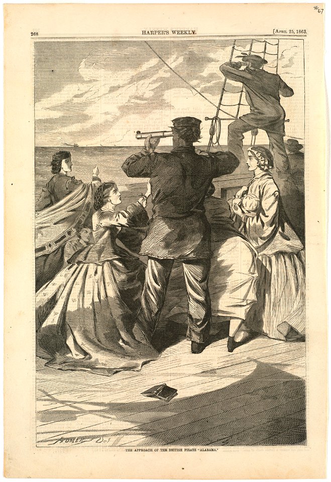 The approach of the British pirate 'Alabama' (Boston Public Library)