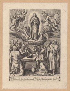 The assumption of the Virgin 1576 print by Chrispijn van den Broeck, S.I 1050, Prints Department, Royal Library of Belgium