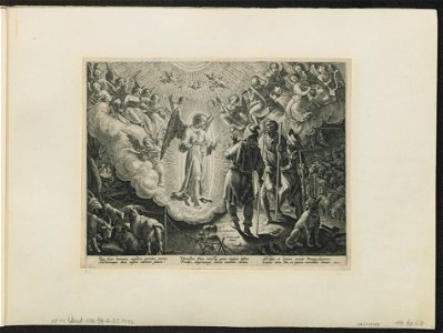 The Annunciation to the Shepherds ca.1589 print by Stradanus, S.I 1533, Prints Department, Royal Library of Belgium