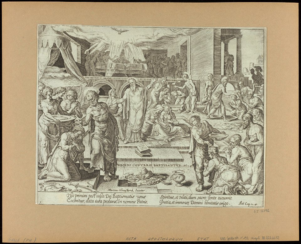 The Apostles Baptizing in Jerusalem 1575 print by Maarten van ...