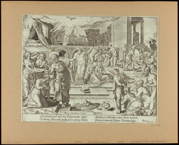 The Apostles Baptizing in Jerusalem 1575 print by Maarten van Heemskerck, S.I 55792, Prints Department, Royal Library of Belgium