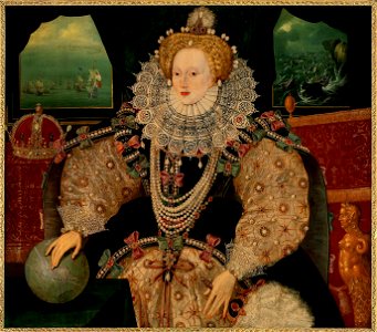 The Armada Portrait of Elizabeth I, English school, c. 1590. Free illustration for personal and commercial use.
