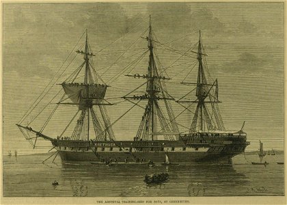 The Arethusa Training-Ship for Boys, at Greenhithe - ILN 1875. Free illustration for personal and commercial use.