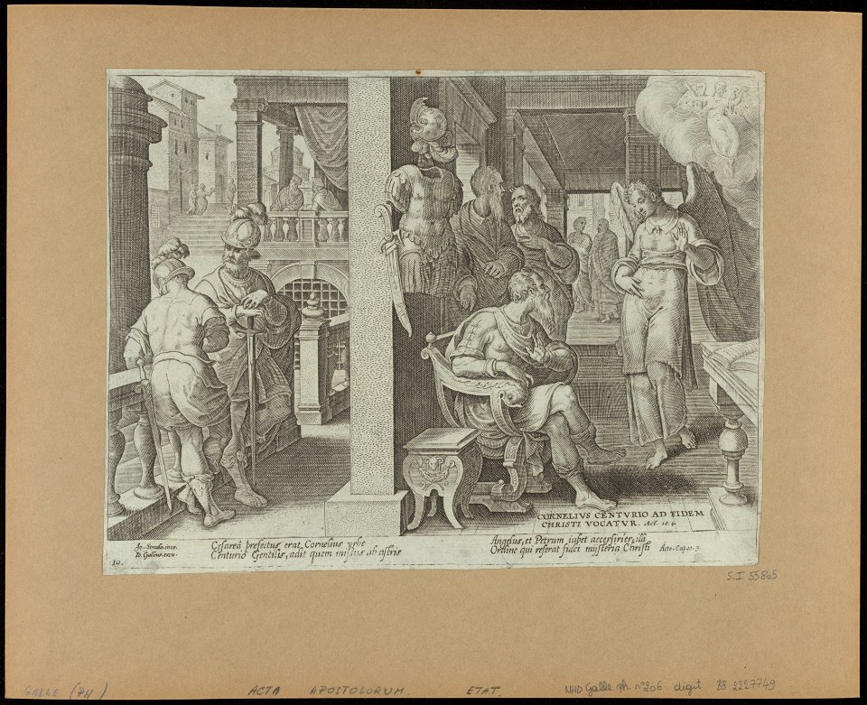 The Angel Sending Cornelius for St Peter 1582 print by Stradanus, S.I 55805, Prints Department, Royal Library of Belgium