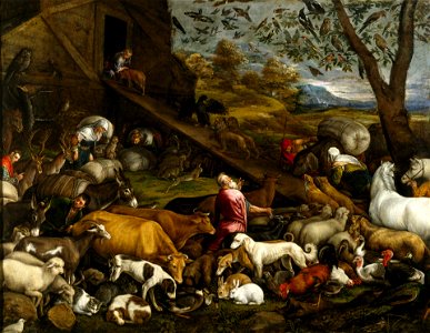 The Animals Entering Noah's Ark 1570s Jacopo Bassano. Free illustration for personal and commercial use.