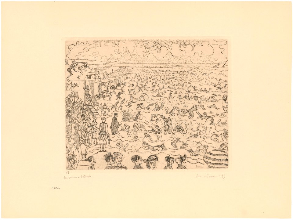 The Baths at Ostend, print by James Ensor, 1899, Prints Department, Royal Library of Belgium, F. 27017