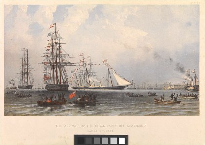 The Arrival of the Royal Yacht off Gravesend March 7th, 1863 RMG PU6575. Free illustration for personal and commercial use.