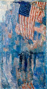 The Avenue in the Rain Frederick Childe Hassam 1917. Free illustration for personal and commercial use.
