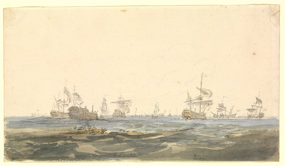 The Battle of the Glorious First of June, 1794; the 'Queen Charlotte' and 'Queen' after the battle RMG L9874