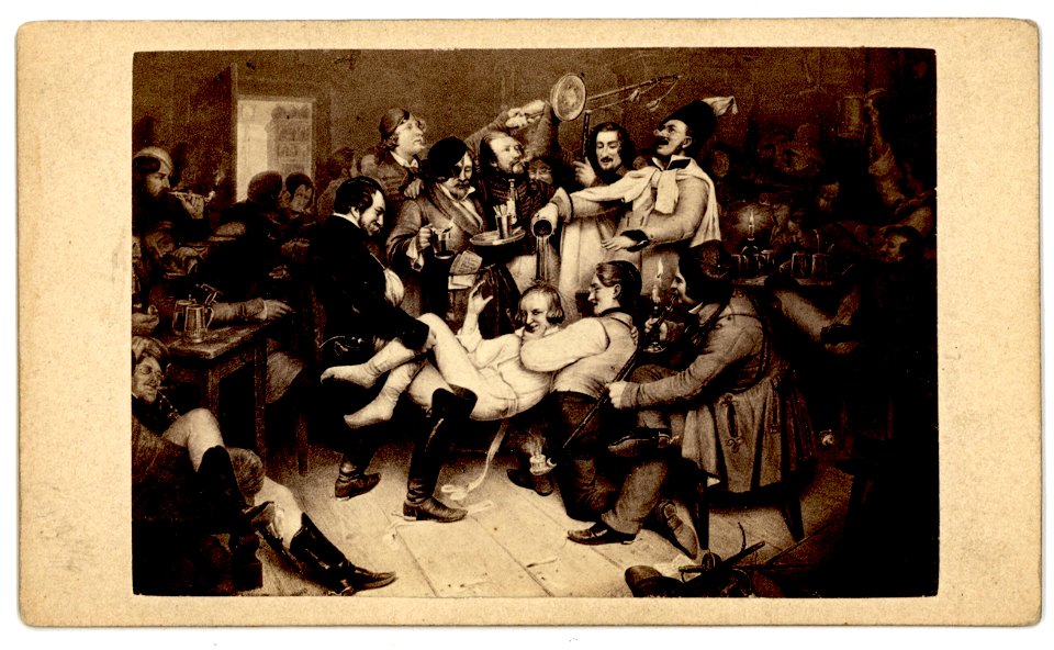 The Baptism of the Fox (Die Fuchstauf) by Maksymilian Piotrowski, Gustav Schauer, Photographisches Kunst und Verlages- Institut, Berlin, Gross Friedrichs-Strasse 188, Germany. c. 1855-1875