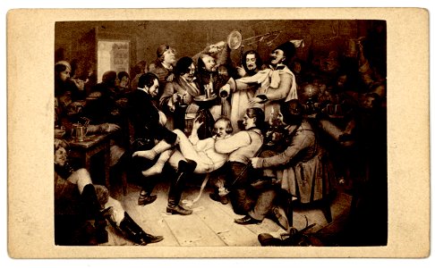 The Baptism of the Fox (Die Fuchstauf) by Maksymilian Piotrowski, Gustav Schauer, Photographisches Kunst und Verlages- Institut, Berlin, Gross Friedrichs-Strasse 188, Germany. c. 1855-1875