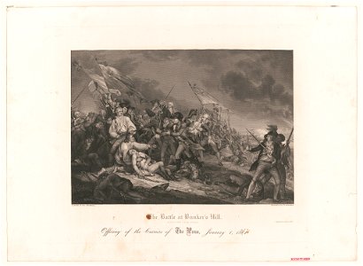 The battle at Bunker's Hill - the path to liberty is bloody (Franklin) - painted by Col. Trumbull ; engraved by J.N. Gimbrede. LCCN2004672438