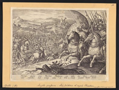 The Battle of Labadia Di Sena and St Abonda ca.1582 print by Stradanus, S.I 54391, Prints Department, Royal Library of Belgium