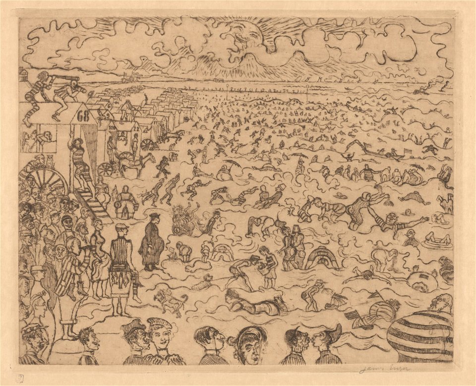 The Baths at Ostend, print by James Ensor, 1899, Prints Department, Royal Library of Belgium, S. IV 595
