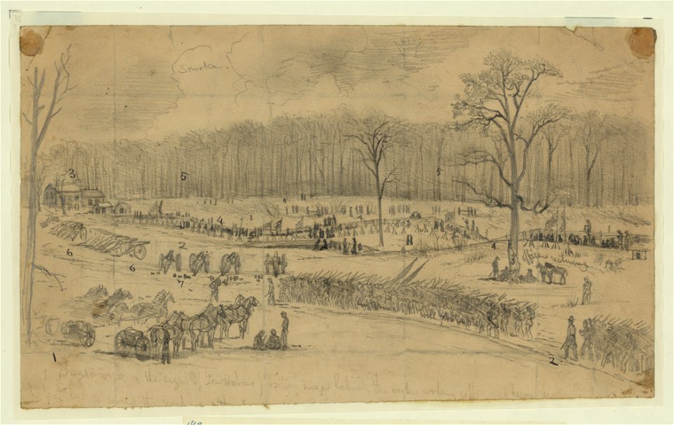 The battle of Chancellorsville. Scene at junction of U.S. ford road, and road to Rapidan River LCCN2004661923
