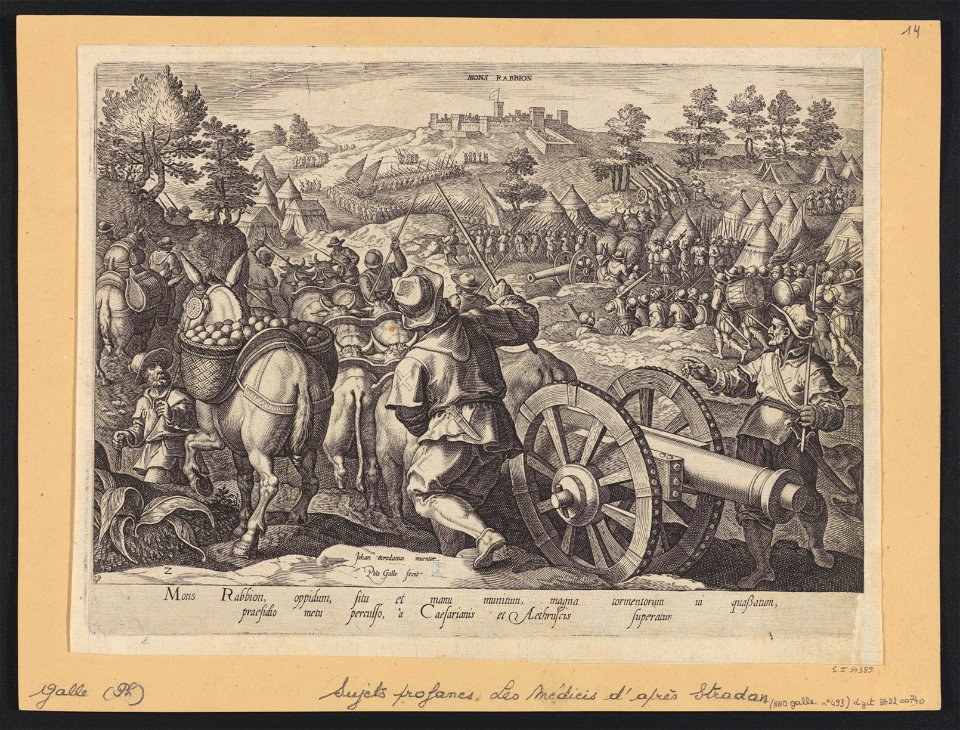 The Battle at Mons Regionis ca.1582 print by Stradanus, S.I 54389, Prints Department, Royal Library of Belgium