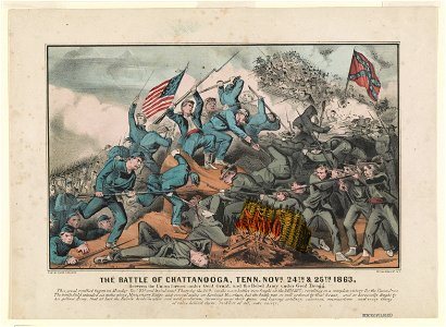 The Battle of Chattanooga, Tenn. Novr. 24th & 25th 1863- between the union forces under Genl. Grant, and the rebel army under Genl. Bragg LCCN90709048