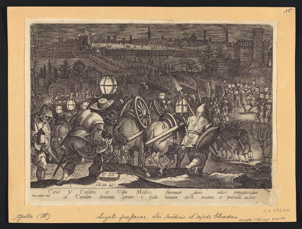 The Battle of Camolia and Siena ca.1582 print by Stradanus, S.I 54390, Prints Department, Royal Library of Belgium
