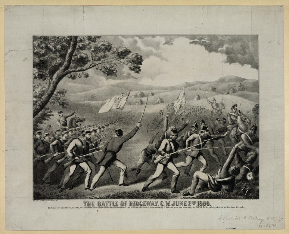 The battle of Ridgeway, C.W. June 2nd 1866 - lith. & printed by Chas. Hart 99 Fulton St., N.Y. LCCN2004669162