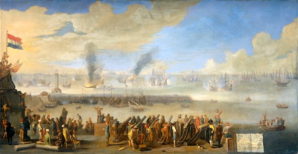 The Battle of Livorno (Leghorn) march 14 1653 (Johannes Lingelbach, 1660). Free illustration for personal and commercial use.