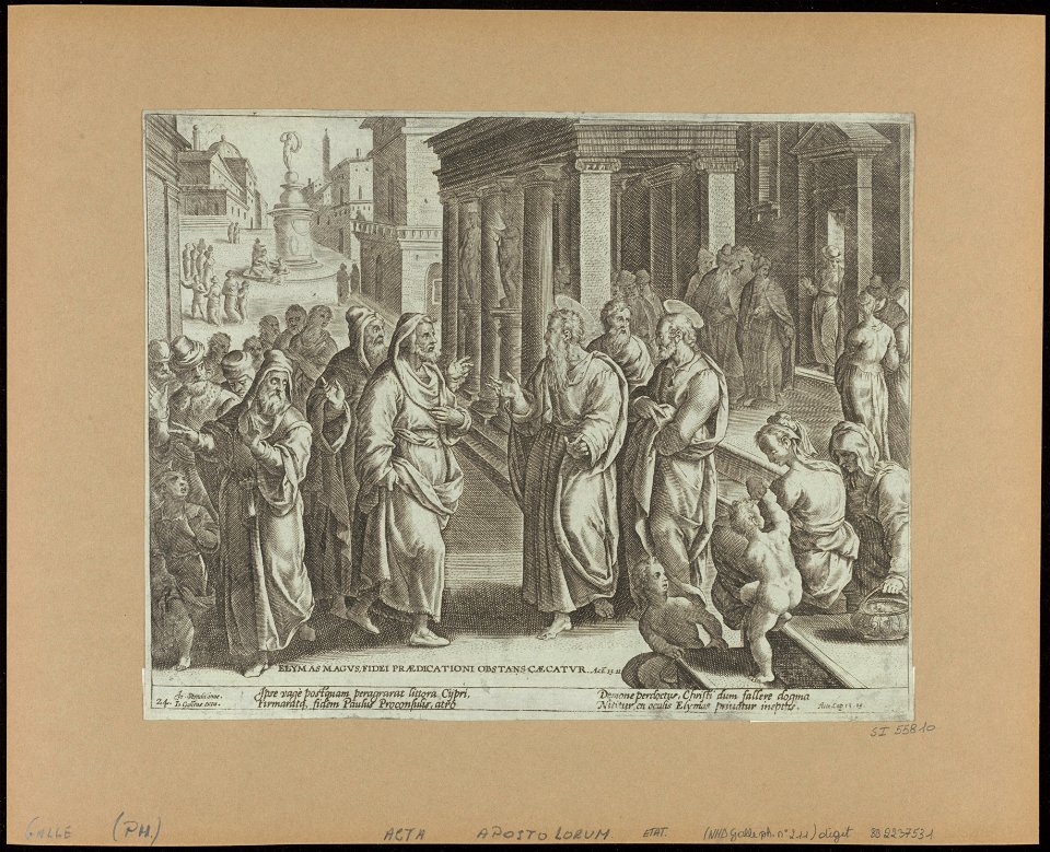 The Blinding of Elymas 1582 print by Stradanus, S.I 55810, Prints Department, Royal Library of Belgium
