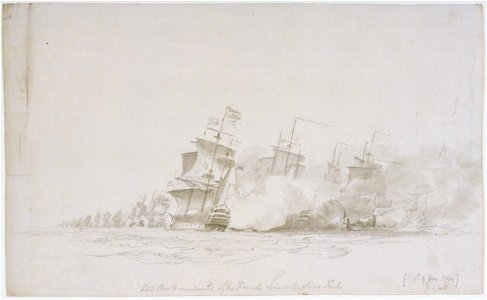The Battle of the Glorious First of June, 1794; ' Lord Howe to windward of the French Line on the same tack' RMG PU8702