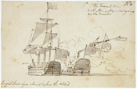 The Battle of the Glorious First of June, 1794; the 'Royal Sovereign' and the 'Terrible' (No.1) RMG PU8699