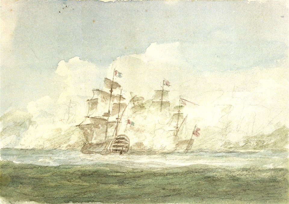 The Battle of the Glorious First of June, 1794; the 'Queen Charlotte' to leeward of the 'Montagne' RMG PU8696