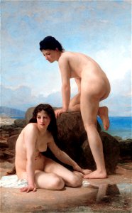 The bathers, by William Adolphe Bouguereau. Free illustration for personal and commercial use.