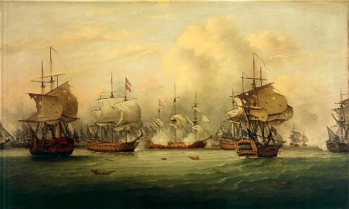 The Battle of the Dogger Bank 5 August 1781. Free illustration for personal and commercial use.