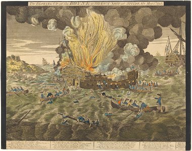 The Blowing up of the Boyne, a 98 Gun Ship, at Spithead, May 1st 1795 RMG PY0754