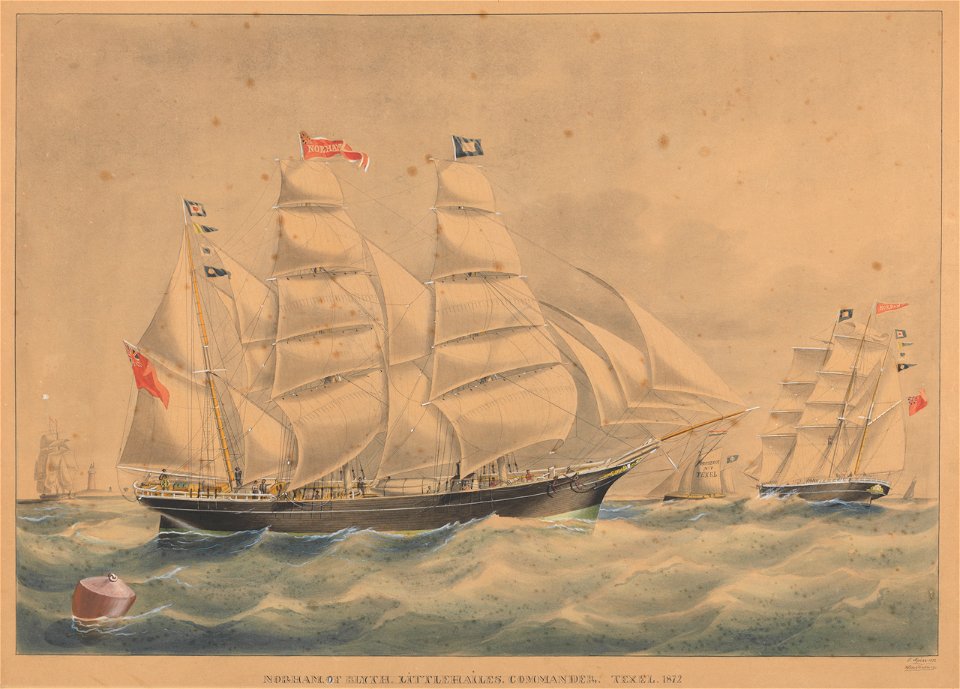 The barque 'Norham' off the Texel, approaching Amsterdam RMG PY8568